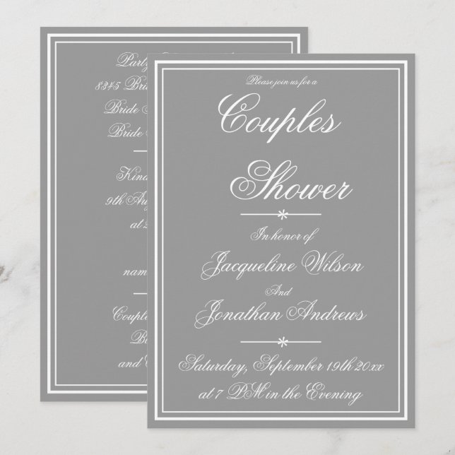 Elegante Personalisierte Paare Dusche Einladung (Vorne/Hinten)
