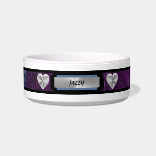 Elegante Personalisierte Royal Lila Dog Bowl/Heart Napf