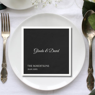 Elegante Personalisierte Schwarze Kalligrafie Serviette