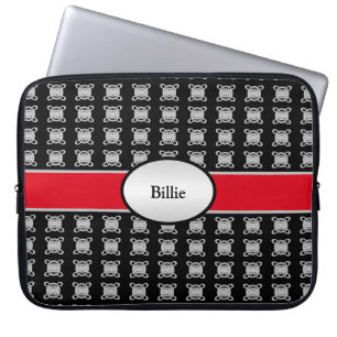 Elegante personalisierte schwarze rote und silbern laptopschutzhülle