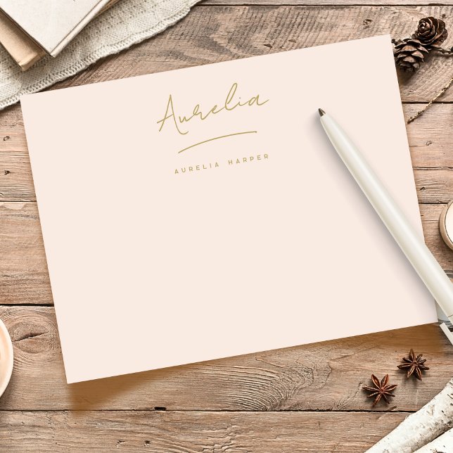 Elegante Personalisierte Stationery Blush Pink Gol Mitteilungskarte (Von Creator hochgeladen)