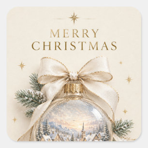 Elegante personalisierte Weihnachten, Vintage-Orna Quadratischer Aufkleber