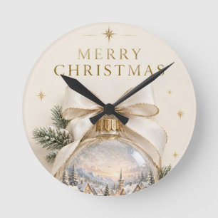 Elegante personalisierte Weihnachten, Vintage-Orna Runde Wanduhr