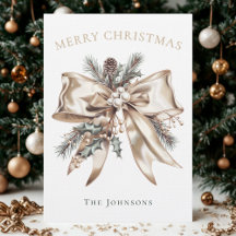 Elegante personalisierte Weihnachts-Schleifenkarte