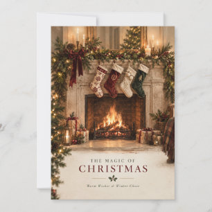 Elegante personalisierte Weihnachtsfamilienstrümpf Karte