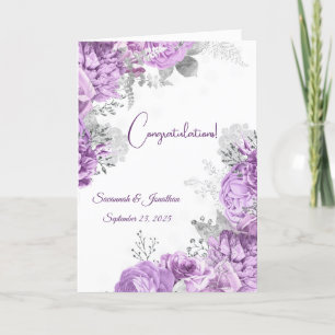 Elegante persönliche Hochzeit mit lila Blumen Karte