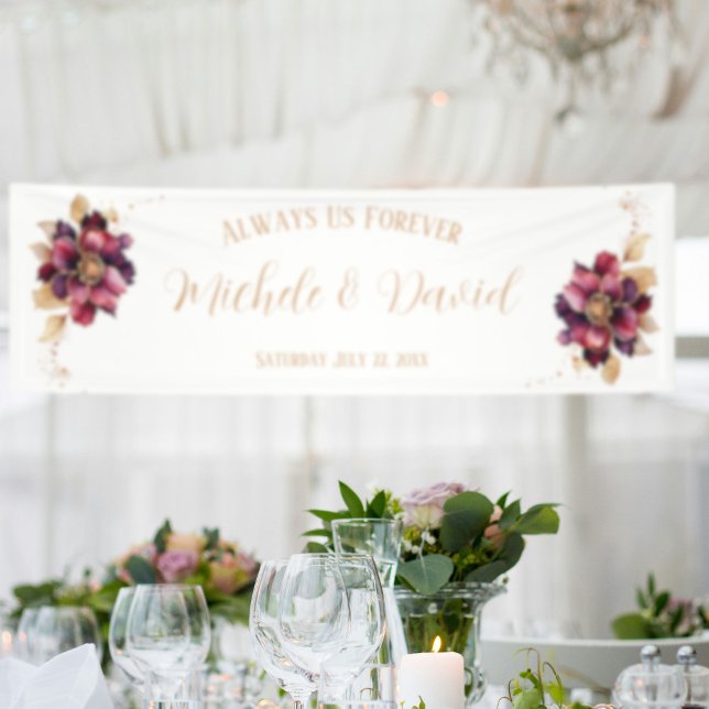 Elegante Persönliche Namen Datum White Gold Burgun Banner (Background Photo by Evelina Friman on Unsplash)