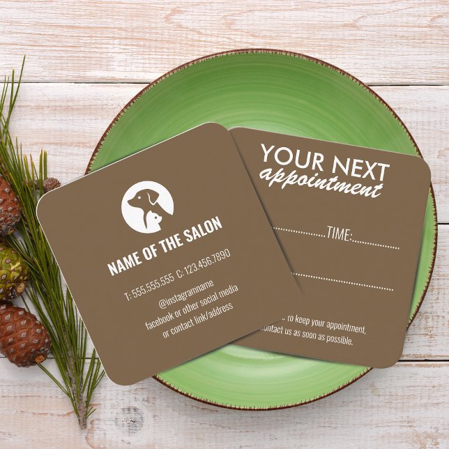 Elegante Pet Care Termin-Karte mit Logo Terminkarte (Pet Care Appointment Card with Logo & Cute Animal Art)