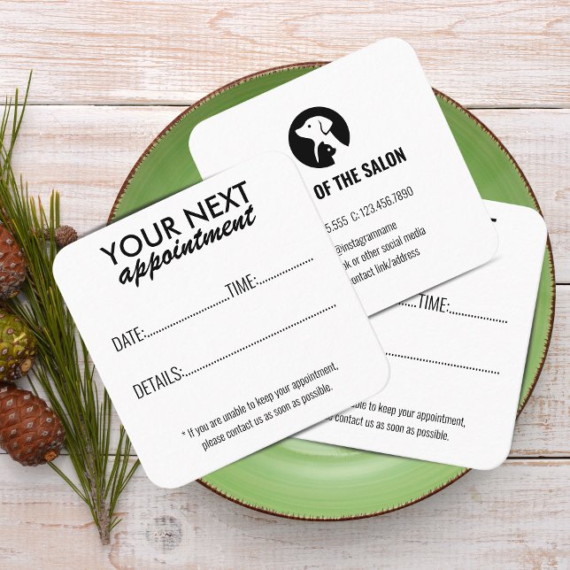 Elegante Pet Care Termin-Karte mit Logo Terminkarte (Elegant Pet Care Appointment Card with Logo - Black and white )