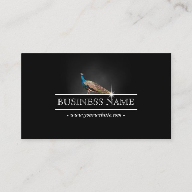 Elegante Pfau Dark Business Card Visitenkarte (Vorderseite)