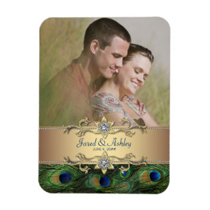 Elegante Pfau-Foto-Save-the-Date-Magnete Magnet