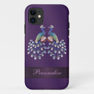 Elegante Pfau-Juwelen drucken lila iPhone 11 Hülle