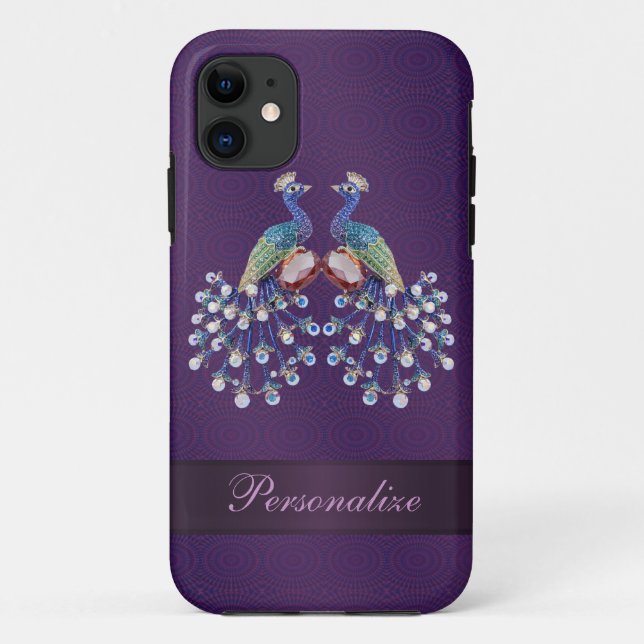 Elegante Pfau-Juwelen drucken lila Case-Mate iPhone Hülle (Rückseite)