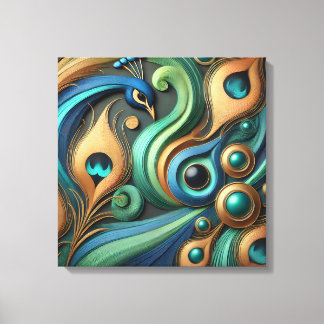 Elegante Pfau und Federn Leinwand Kunst