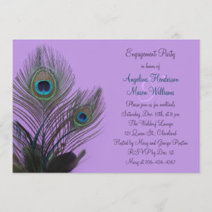 Elegante Pfauen-Hochzeitseinladung (lila) Einladung