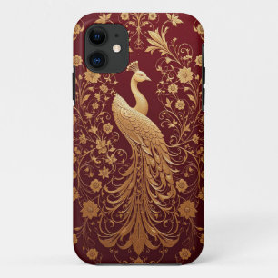 Elegante Pfauen-Kunst in Gold Case-Mate iPhone Hülle