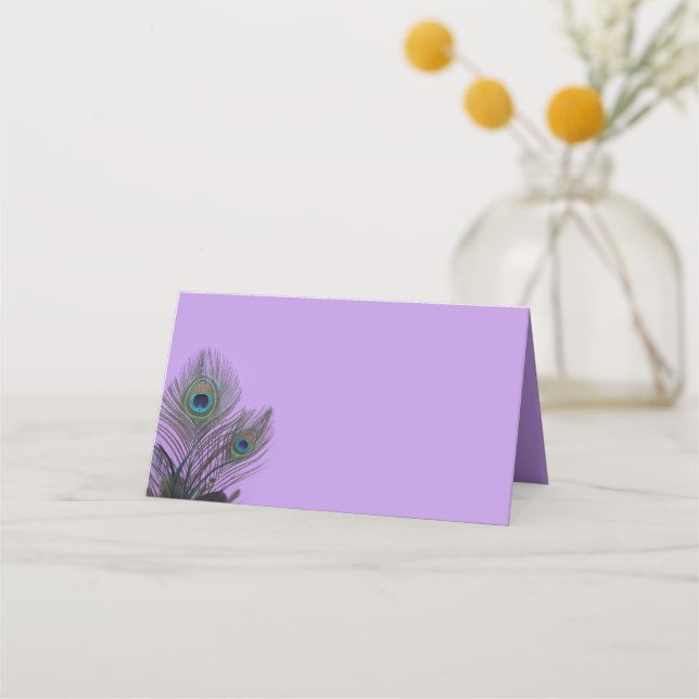 Elegante Pfauenfalte Platzkarten (Vorderseite)