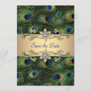 Elegante PfauenWedding speichert das Datum Save The Date