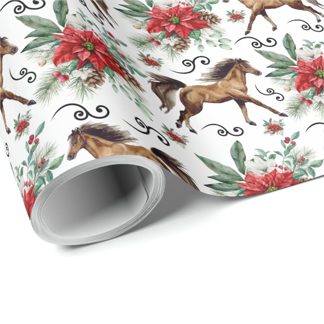 Elegante Pferde Weihnachtsgeschenk Wrapping Paper Geschenkpapier (Rolleneckpunkt)