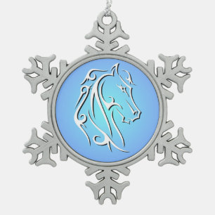 Elegante Pferdehaut Schneeflocken Zinn-Ornament