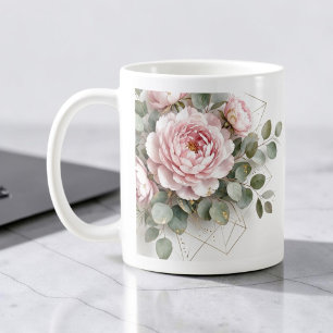 Elegante Pfingstrose Gold Geometrisch Kaffeetasse
