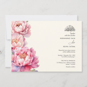 Elegante Pfingstrosen-Blumen-Muslim-Islamische-Nik Einladung