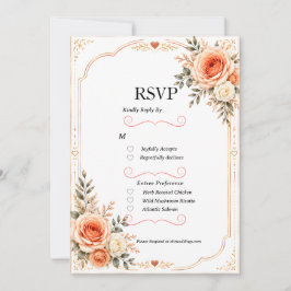 Elegante Pfingstrosen-Hochzeits-RSVP-Karte