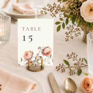 Elegante Pfingstrosen-Hochzeitstisch im modernen E Tischnummer