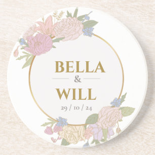Elegante Pfingstrosen-Lilien-Rosen-Hochzeit Getränkeuntersetzer