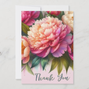 Elegante Pfingstrosen Rosa Blumen Geschenk Dankeskarte