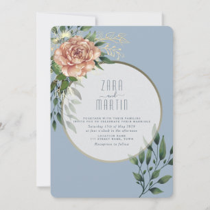 Elegante Pfirsich-Blumen-Hochzeitseinladung in Sta Einladung