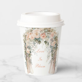 Elegante Pfirsich-Blumen-Hochzeitspapierbecher Pappbecher