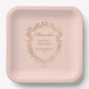 Elegante Pfirsich-Brautparty Pappteller