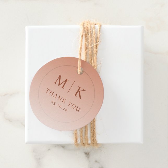 Elegante Pfirsich-Minimalismus-Initialen Geschenkanhänger (Beispiel)