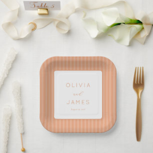Elegante Pfirsich Minimalistisch Pappteller