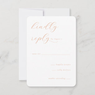 Elegante Pfirsich-Minimalistische Kalligrafie RSVP Karte