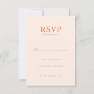 Elegante Pfirsich-RSVP-Karte RSVP Karte