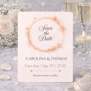 Elegante Pfirsich-Sparkle-Hochzeit-Schrift-Kalligr Save The Date