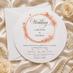 Elegante Pfirsich-Sparkle-Hochzeitsschrift Kalligr Einladung