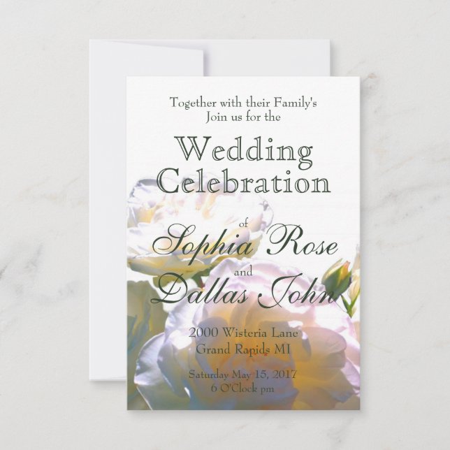 Elegante, pfirsichorange Rose Einladung (Vorderseite)