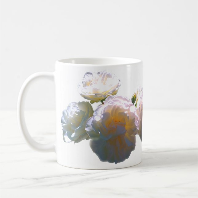 Elegante, pfirsichorange Rose Kaffeetasse (Links)