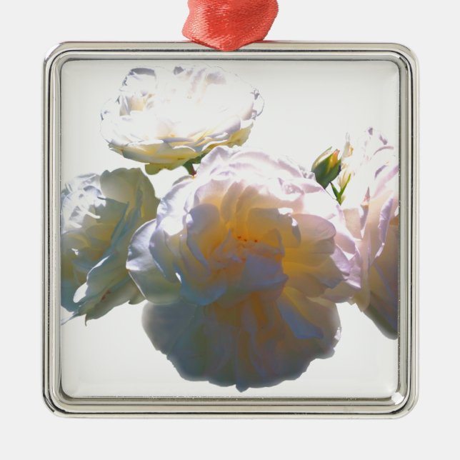 Elegante, pfirsichorange Rose Ornament Aus Metall (Vorne)