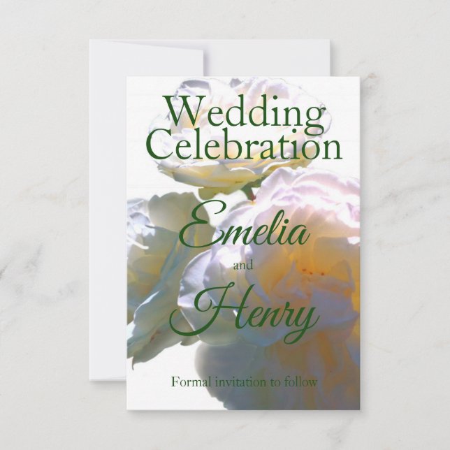 Elegante, pfirsichorange Rose Save The Date (Vorderseite)