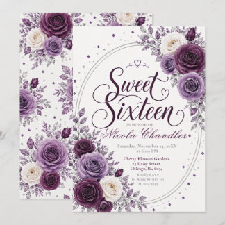 Elegante Pflaume Amethyst Sweet 16 Einladung