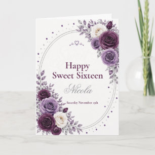 Elegante Pflaume Amethyst Sweet 16 Karte