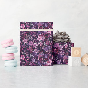 Elegante Pflaume & Beeren-Blumenmuster  Geschenkpapier