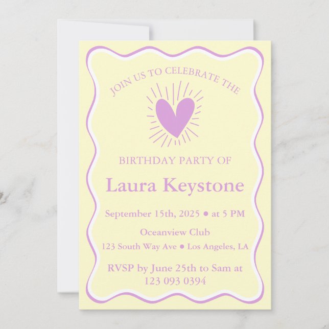 Elegante Pflaume, Creme & White zum Geburtstag Einladung (Vorderseite)