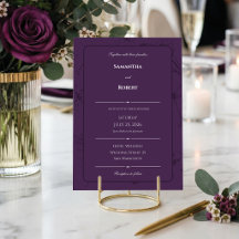 Elegante Pflaume Lila Blumige Linienkunst Hochzeit