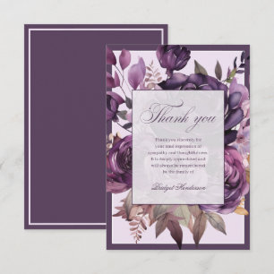 Elegante Pflaume Lila Floral Beerdigung Dankeskarte
