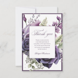 Elegante Pflaume Lila Floral Beerdigung Dankeskarte